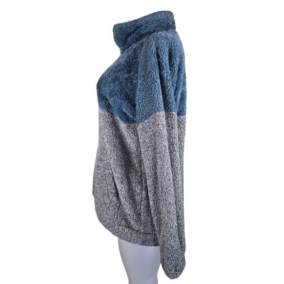 Zenana Outfitters Blue Gray Kangaroo Pocket Pull Over Winter Women's Jacket S - Picture 2 of 5